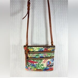 Dooney & Bourke Tropical Island Triple Zip Crossbody Bag Sandbar Pattern